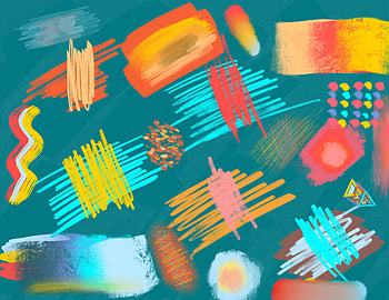 Colorful, brush marks, green board, art HD wallpaper