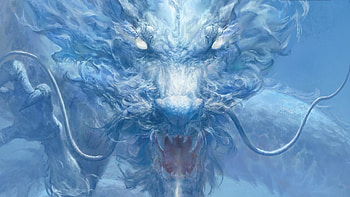 Dragon, xision wu, blue, white, art, luminos HD wallpaper