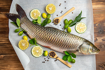Fresh Whole Fish with Lemon & Olives — Food, food, fish HD wallpaper