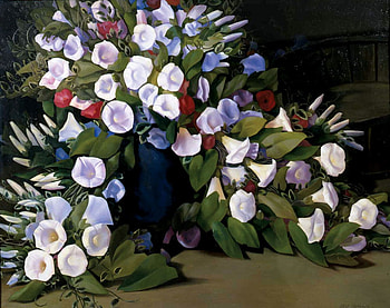 Convolvulus, blue, whites, floral, vase, elegant, lavenders, leaves, morning glories, pinks, classy, flowers, romantic HD wallpaper