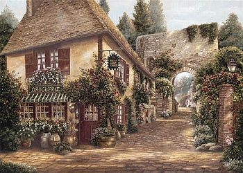 Droguerie, plants, paris, shops, stones, roof, painting, arch, vines, trees, bricks HD wallpaper
