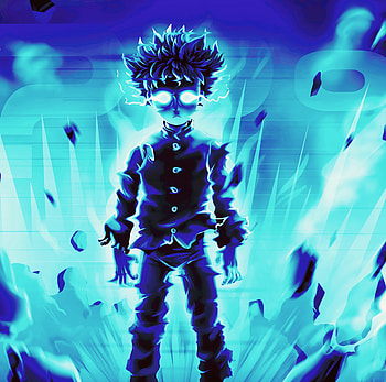 mob psycho 100, electric blue, art HD wallpaper