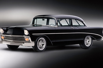 1956-Chevy-Sedan, Bowtie, Black, Classic, GM HD wallpaper