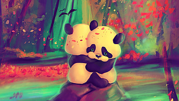 Panda Lovers , panda, artist, artwork, digital-art, artstation HD wallpaper