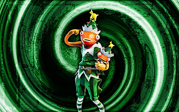 Fa-La-La-La-Fishstick, green grunge background, Fortnite, vortex, Fortnite characters, Fa-La-La-La-Fishstick Skin, Fortnite Battle Royale, Fa-La-La-La-Fishstick Fortnite HD wallpaper