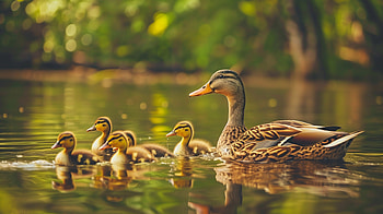 Duckling Family, duckling HD wallpaper