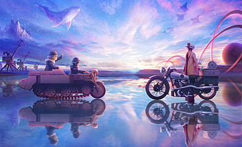 Anime Girl On Bike Ice, anime, artist, artwork, art HD wallpaper