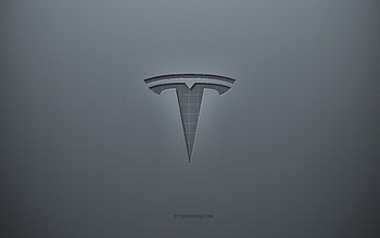 Tesla logo, gray creative background, Tesla emblem, gray paper texture, Tesla, gray background, Tesla 3d logo HD wallpaper