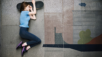 Girl Taking Nap On A Skateboard, girls, skateboard, model HD wallpaper