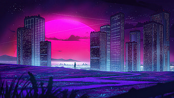 City Synthview , synthwave, retrowave, artist, artwork, digital-art HD wallpaper