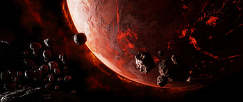 Universe, Dark, Glow, Planet, Asteroids HD wallpaper