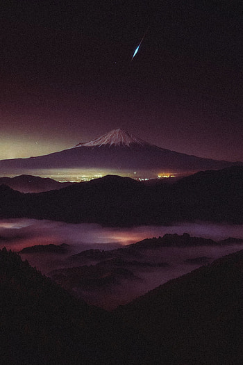 Fuji Mountain, japanese, star, night, stars HD phone wallpaper