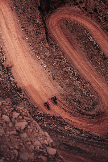Rocks, View From Above, Miscellanea, Miscellaneous, Road, Cyclists HD phone wallpaper