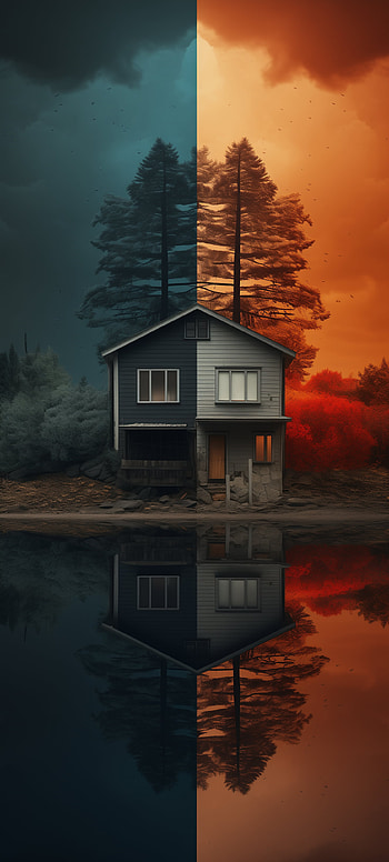 Dual-Tone House Reflection, reflection, Home HD phone wallpaper