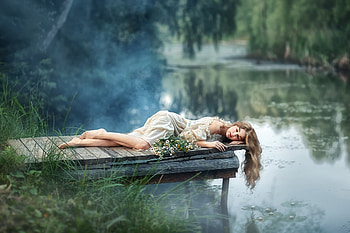 ღ, Riverside, Girl, Bridge, Mood HD wallpaper