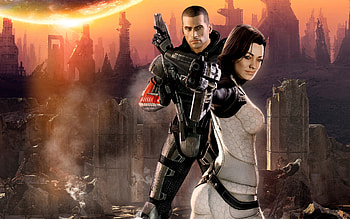 shepard and miranda, shepard, mass, miranda, effect HD wallpaper