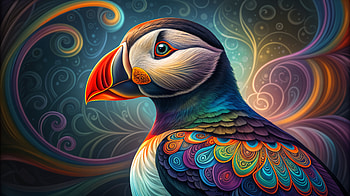 Vibrant Puffin: A Stunning Ultra, puffin, Digital Art HD wallpaper