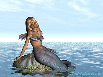 mermaid, girl, water, 3d HD wallpaper
