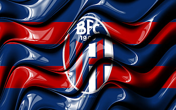 Bologna FC flag, , red and blue 3D waves, Serie A, italian football club, football, Bologna logo, soccer, Bologna FC HD wallpaper