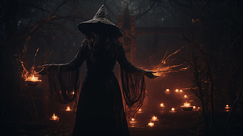Ritual Witch, witch, fire, ritual, dark ambiance, AI Art HD wallpaper