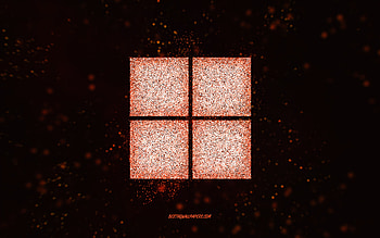 Windows 11 glitter logo, orange glitter art, black background, Windows 11 logo, Windows 11, creative art, Windows 11 orange glitter logo, Windows logo, Windows HD wallpaper