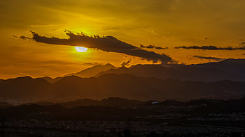 Nature, Sunset, Mountains, Clouds, Vertex, Tops HD wallpaper