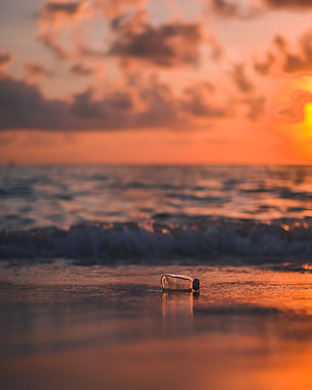 Nature, Sunset, Sea, Shore, Bank, Blur, Smooth, Glass, Bottle HD phone wallpaper