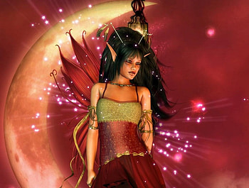 Fairy, abstract, fantasy, red HD wallpaper