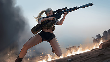The Sniper Girl In Action, sniper, artist, artwork, art, digital-art, artstation HD wallpaper