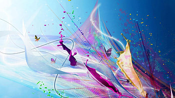 Colorful Paint Splash Lines Butterflies Blue Background Creative HD wallpaper