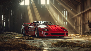 Ferrari F40 Shines in Rustic Barn – Stunning, Ferrari F40, barn, Ferrari HD wallpaper