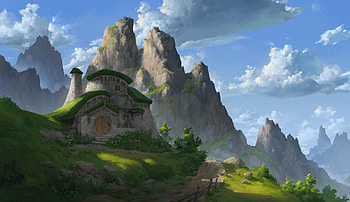 Enchanted Mountain Retreat - Fantasy House, fantasy, house HD wallpaper