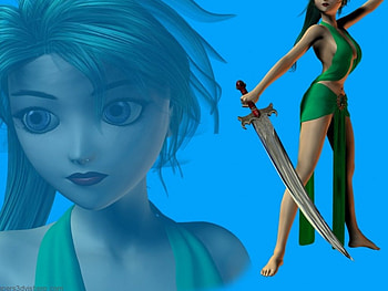 Lady With sword , girl, fantasy, 3d HD wallpaper