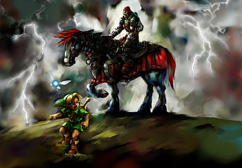 Young Link and Ganondorf, zelda, ocarina of time, ganondorf, link HD wallpaper