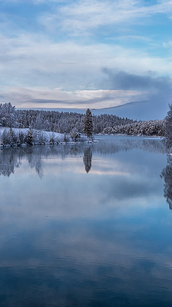 river, winter, nature HD phone wallpaper