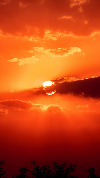 Sunset sky, Cloudy hues, Twilight beauty, Tranquil scenery HD phone wallpaper