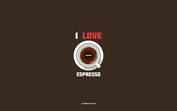 Espresso recipe, , cup with Espresso ingredients, I love Espresso Coffee, brown background, Espresso Coffee, coffee recipes, Espresso ingredients HD wallpaper