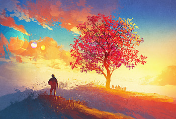 Autumn Season Tree Artwork Painting, autumn, artist, artwork, digital-art, fantasy, tree HD wallpaper
