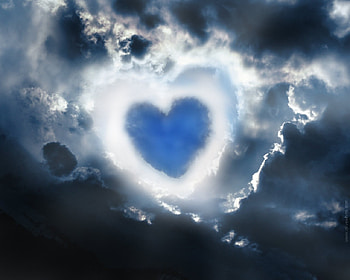 Hearth, blue, white, abstract, texture, heart, cloud HD wallpaper