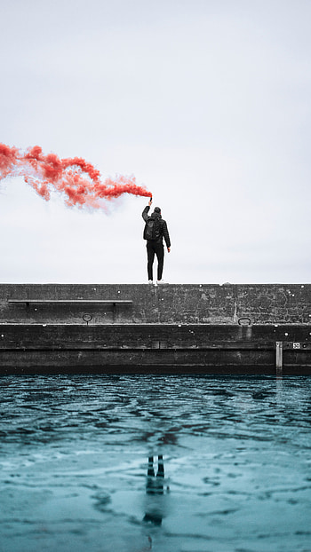 Sky, Miscellanea, Miscellaneous, Human, Person, Coloured Smoke, Colored Smoke, dom HD phone wallpaper