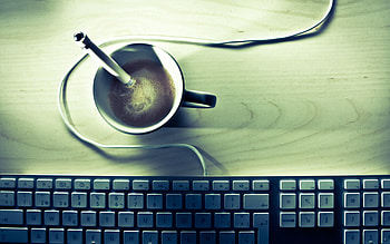 Food, Coffee, Table, Keyboard HD wallpaper