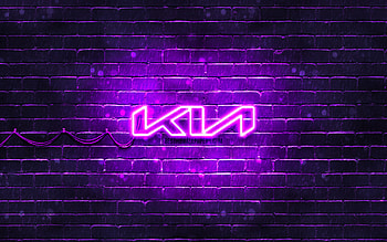 KIA red logo, red brickwall, , KIA new logo, cars brands, KIA neon logo, KIA 2021 logo, KIA logo, KIA HD wallpaper