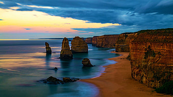 Twelve Apostles, Victoria, Australia, rocks, sunset, sea, landscape, colors, clouds, sky HD wallpaper
