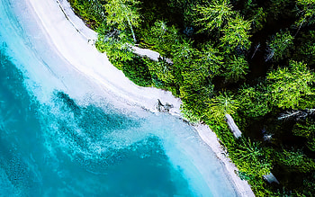 aerial view, sea, summer, coast, green trees, beautiful nature, R HD wallpaper