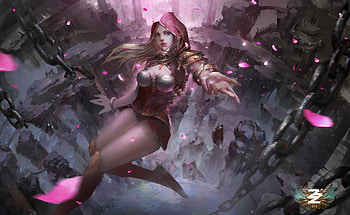 Fantasy girl, zhang zhao, girl, pink, art, fantasy HD wallpaper