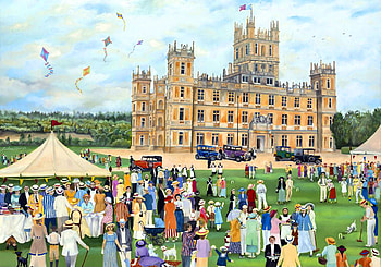 Highclere Castle Maxi, architecture, art, landscape, beautiful, artwork, scenery, wide screen, painting, castle HD wallpaper