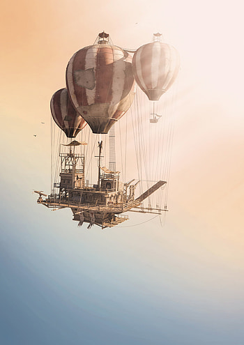 Hot air balloon art, Airship transport, Colorful skies, Atmospheric adventure HD phone wallpaper