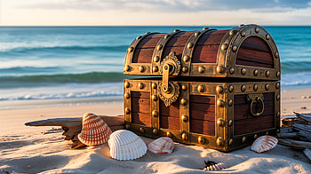 Sunlit Beach Treasure Chest —, Treasure Chest HD wallpaper