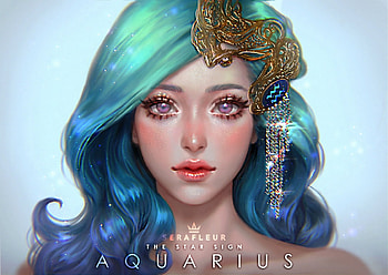 Zodiac ~ Aquarius, blue, frumusete, serafleur, jewel, fantasy, zodiac, green, aquarius, face, luminos HD wallpaper