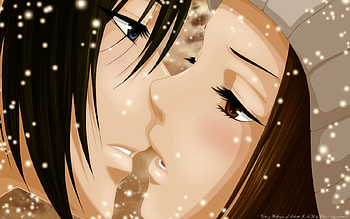 Almost Kissing, Mei Tachibana, Black Hair, Tachibana, Lovers, Blue Eyes, Blushing, Big Eyes, Kurosawa, Anime Couple, Kiss, Mei, Tenderness, Anime, White Lights, Brunette, Yamato Kurosawa, Sukitte ii Na Yo, Couple, Brown Eyes, Yamato HD wallpaper